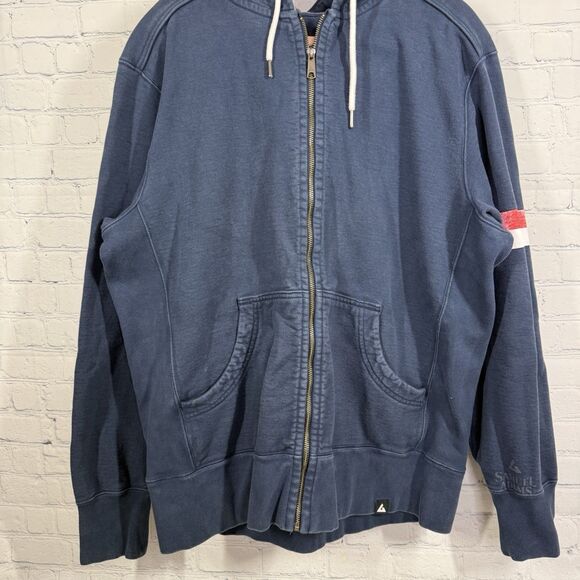 American Giant Hoodie Men Plus XXL Blue Strip Heavyweight Full Zip Sweatshirt - Picture 14 of 16